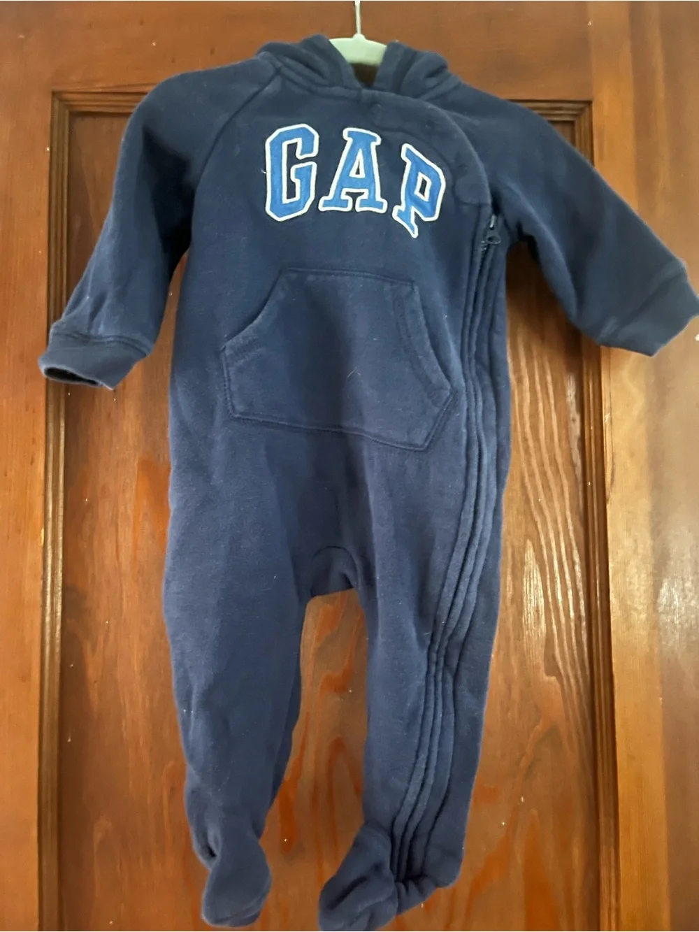 GAP Navy Hooded Footed One-Piece with Kangaroo Pocket